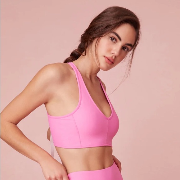 🆕 LoveShackFancy Bubblegum Pink Low Impact Athletic Sports Bra - Picture 6 of 13